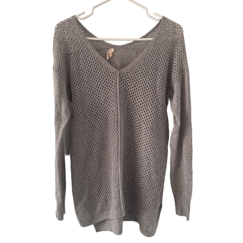Rebecca Taylor Wool Cashmere V Neck Open Knit Long Sleeve Sweater Small